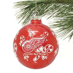 Detroit Red Wings Traditional Glass Ball Ornament  Sports 