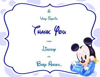 24 Baby Mickey Mouse Baby Shower Thank You Cards  