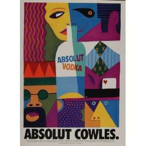  1997 Ad Absolut Cowles Vodka Bottle Graphic Faces Eyes 
