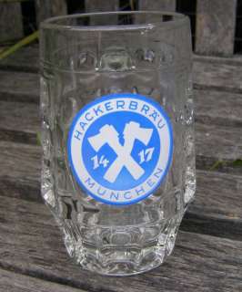 VINTAGE 1970S HACKERBRAU 1417 MUNCHEN BEER GLASS  
