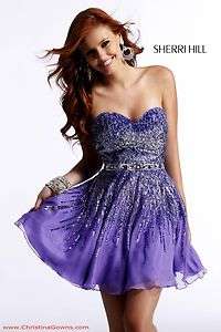 Sherri Hill Purple Short Prom Dress 8413 Size 6 NWT  