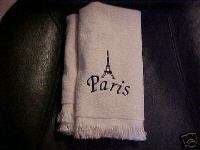 Embroidered Eiffel Tower/Paris towels   Off WhiteBlack  