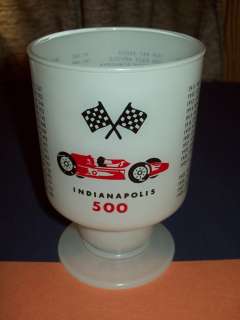 Indianapolis 500 Frosted White Glass 1965 Racing Vintage  