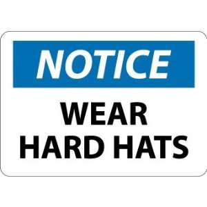 N364PB   Notice, Wear Hard Hats, 10 X 14, Pressure Sensitive Vinyl