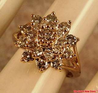   Ladies Diamond Cluster Fashion Ring Sz 6.5 Band Jewelry 4.1g  