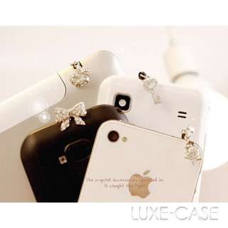   Heart Crown Bling iPhone iPod Galaxy Charm Earphone Plug  