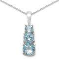 Sterling Silver Round cut Blue Topaz Necklace 