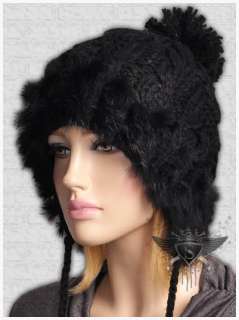SH Multi colored Rabbit Fur Punk Womens Beanie Hat Cap Particular 
