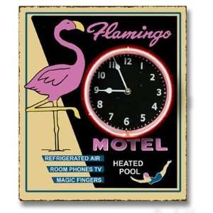  Retro Neon Clock   Flamingo Motel Toys & Games