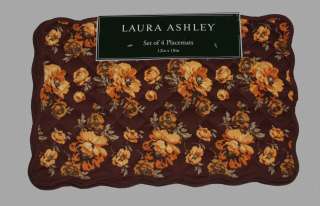   Floral Reversible Quilt Placemats Burgundy Brown Tones NIP  