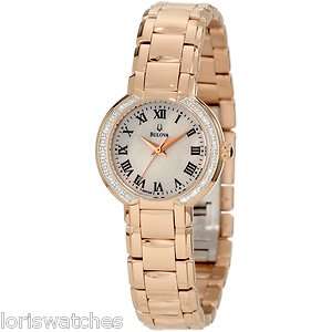 NEW BULOVA 98R156 WOMENS ROSE GOLD TONE CASE WATCH WITH MULTIPLE 