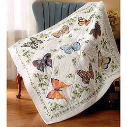 Butterfly Collection Stamped Lap Quilt Top  