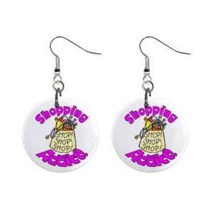  Shopping Addict Novelty Dangle Button Earrings Jewelry 1 