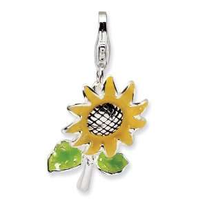  New Amore La Vita Sterling Silver 3 D Sunflower Charm with 