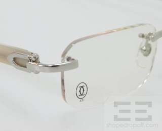 Cartier Beige & Silver Rectangular Frame Rimless Eyeglasses  