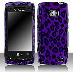 LG Ally VS740 Purple Leopard Snap on Protective Case Cover   