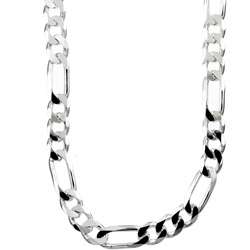   Sterling Silver 30 inch Diamond Cut Figaro Chain (8mm)  