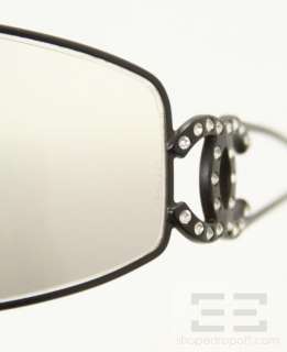 Chanel Black Rhinestone Logo Shield Sunglasses  