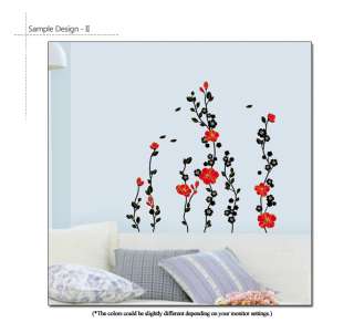RED BLOSSOMS   Mural Art Wall Stickers Removable Vinyl  