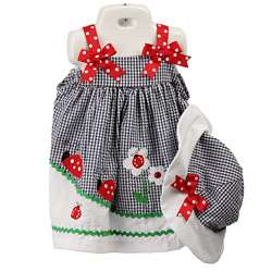 Rare Editions Infant Girls Checked Seersucker Ladybug Dress 