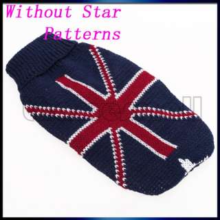 Pet Dog Puppy Turtleneck Sweater w/ UK Flag Union Jack Pattern Fashion 