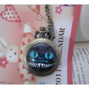   Face Gem Alice in Wonderland Pocket Watch Necklace 