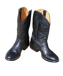 Jurassic Mens Black Ostrich Cowboy Boots  