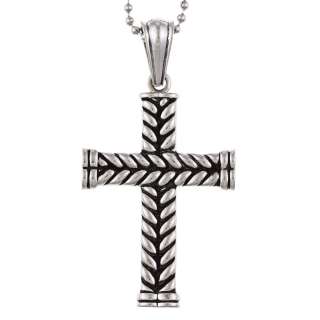 Stainless Steel Mens Braided Cross Necklace  