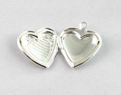10 Silver Plt Pattern Heart Locket Pendant 20mm #20406  