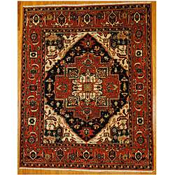 Indo Hand knotted Heriz Ivory/ Rust Wool Rug (8 x 911)   