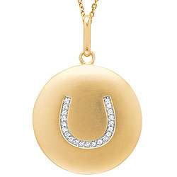 14k Yellow Gold 1/10ct TDW Diamond Horseshoe Necklace  