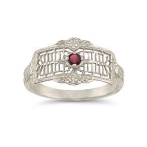  Vintage Filigree Ruby Cigar Band in .925 Sterling Silver 