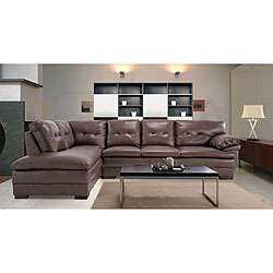 Century Brown Leather Sectional Sofa  