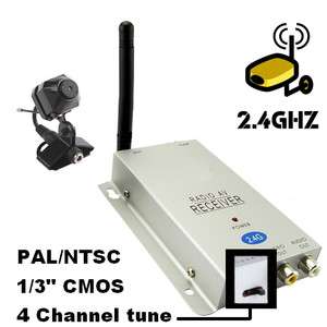 Security Wireless Pinhole Camera with 4 Channel Receiver Audio & Video 