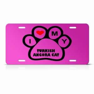 Turkish Angora Cats Pink Novelty Animal Metal License Plate Wall Sign 