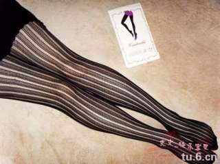 Lace Vertical Stripes Fishnet Tights Pantyhose y17 bla  