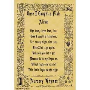   Poster Nursery Rhyme Once I Caught a Fish Alive