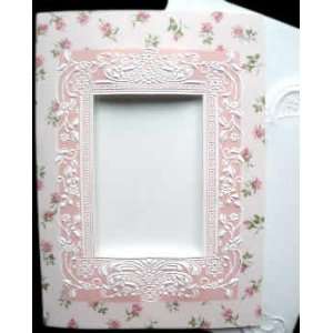  Embossed Frame Card   Pink Rosebud   Rectangular Opening 