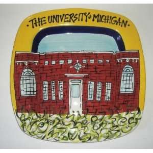  University of Michigan Large Hand Painted Ceramic Platter 