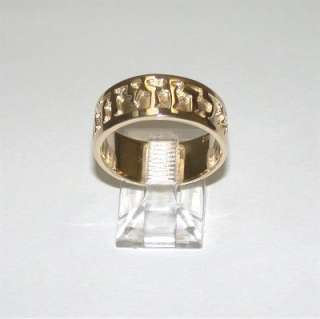 Solid 14K Gold Artisan Jewish Wedding Band My Beloveds Ring Made in 