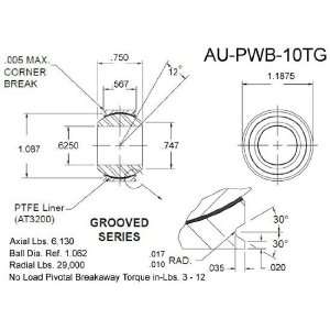 Aurora Bearing Company PWB 10TG; Grooved B.625   D1.187   W.750   H 