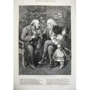   1873 Old Men Drinking Little Girl Doll Christmas Art