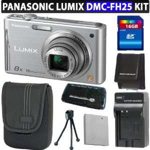  Panasonic Lumix DMC FH25 Digital Camera (Silver) + 16GB 