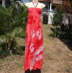 NEW WOMENS RAYON CASUAL SUMMER DRESS TIE DYE RED 43  