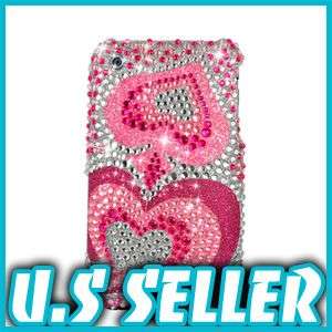 SILVER HEARTS BLING HARD CASE FOR APPLE IPHONE 3G 3GS  