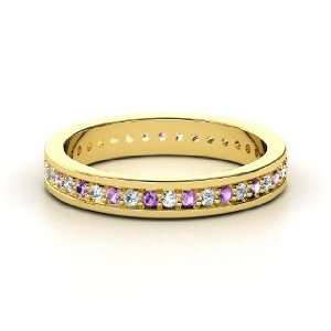  Eternity Band, 14K Yellow Gold Ring with Amethyst & Diamond Jewelry