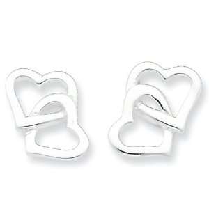    Sterling Silver Polished Intertwined Hearts Post Earrings Jewelry