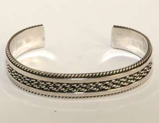   Indian 925 Sterling Silver Etched RopeTrim HEAVY Bracelet 27.9g  