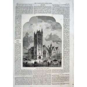   New Free Barony Church Glasgow Old Print 1869 Scotland
