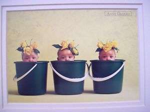Anne Geddes Baby in Pots Green Matted Art Nursery Print  